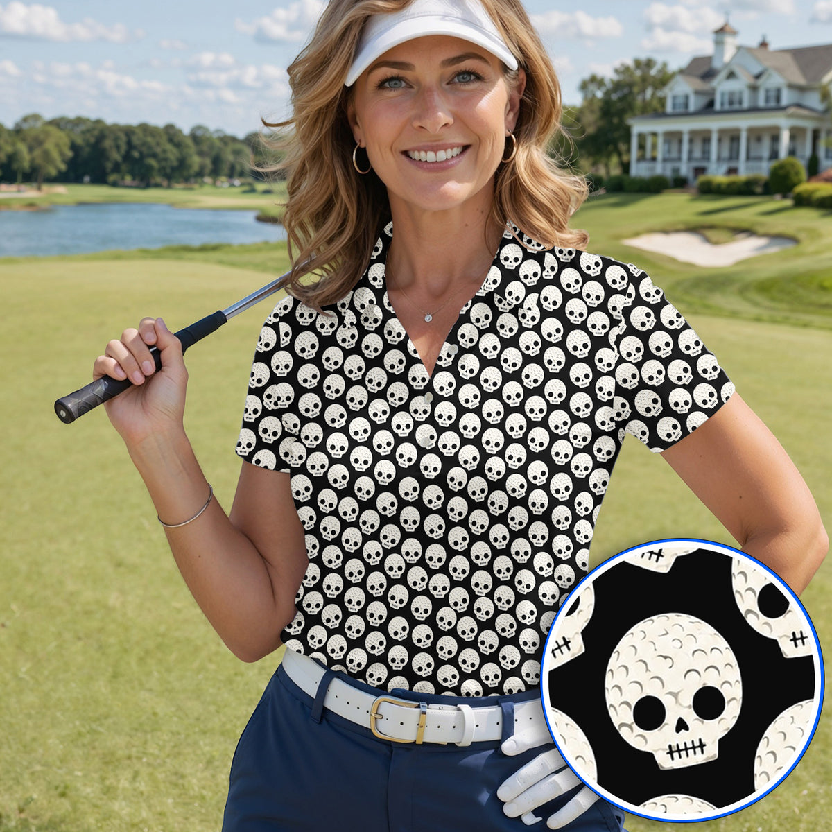 Crazy Skeleton Golf Shirt, Skeleton Pattern Golf Polos, Golf Gift For Golfer