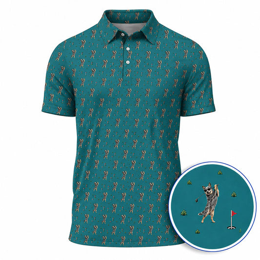 Blue Heeler Golf Polos, Funny Blue Heeler Golf Shirt, Golf Gift For Golfer