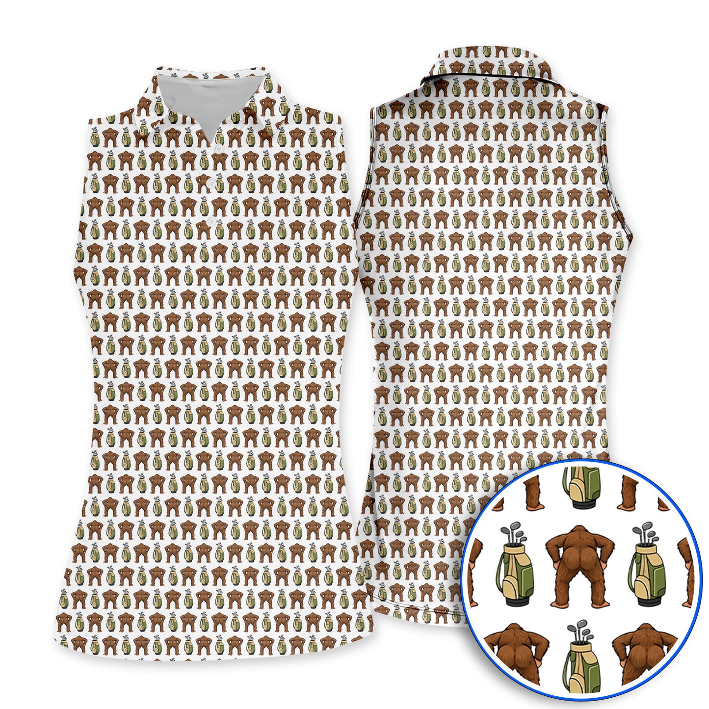 Bigfoot Pattern Golf Polos, Funny Sasquatch Golf Shirt, Golf Gift For Men