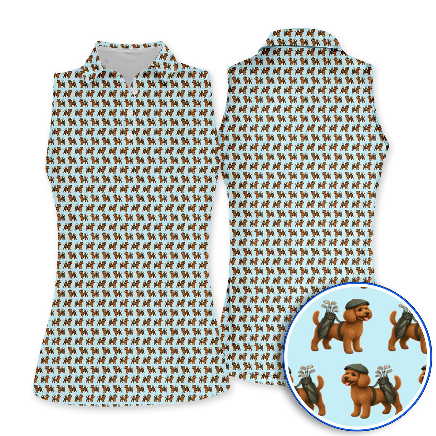 Funny Dog Pattern Golf Shirt, Poodle Golf Polos, Golf Gift For Golfer