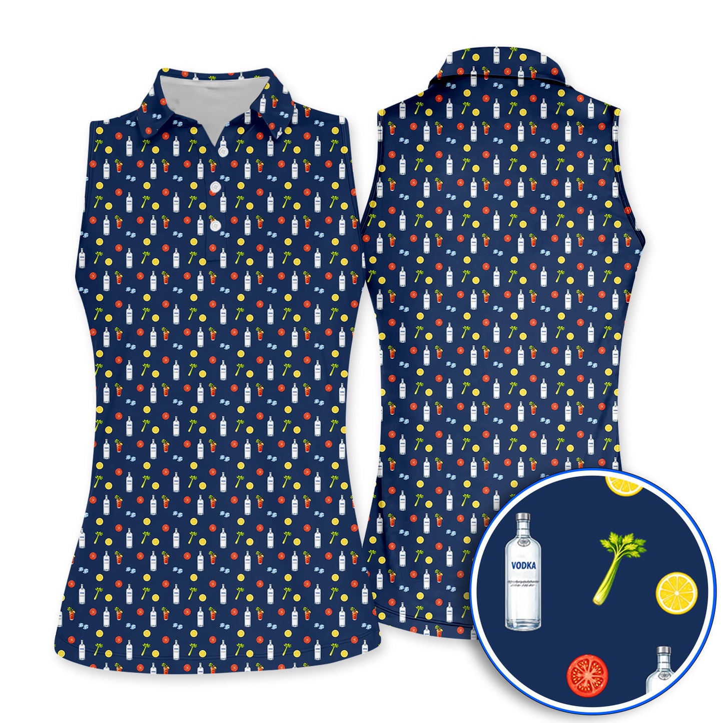 Bloody Mary Cocktail Golf Polos, Funny Golfer Drink Pattern Shirt, Country Club Golf Apparel