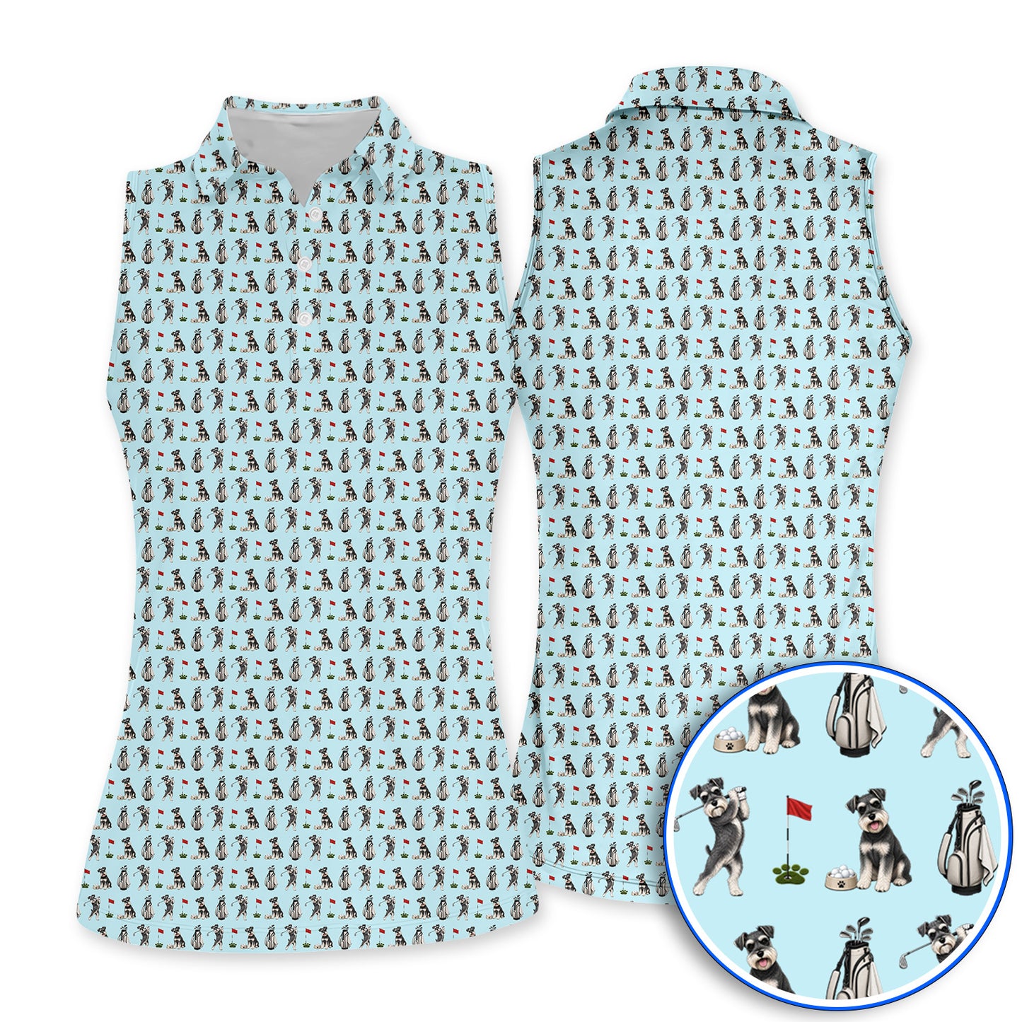 Funny Miniature Schnauzer Golf Shirt, Schnauzer Pattern Golf Polos, Gift For Golf Lovers