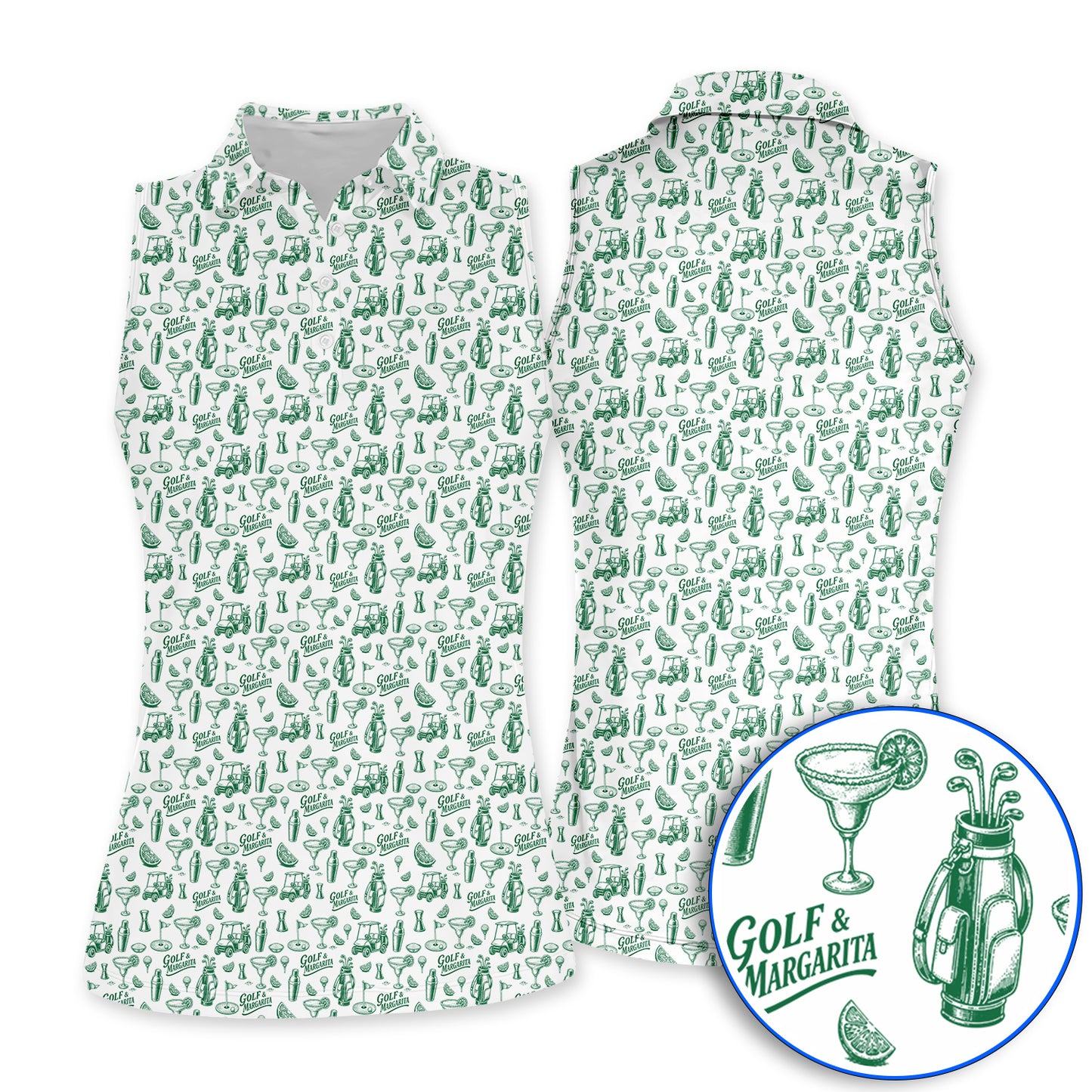 Golf & Margarita Pattern Golf Polos , Margarita Lover Golf Shirt, Funny Golf Gift For Golfer
