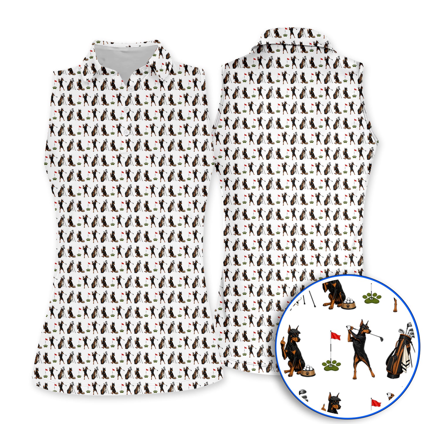 Doberman Golf Shirt, Funny Doberman Pattern Golf Polos, Dog Lover Golf Gift