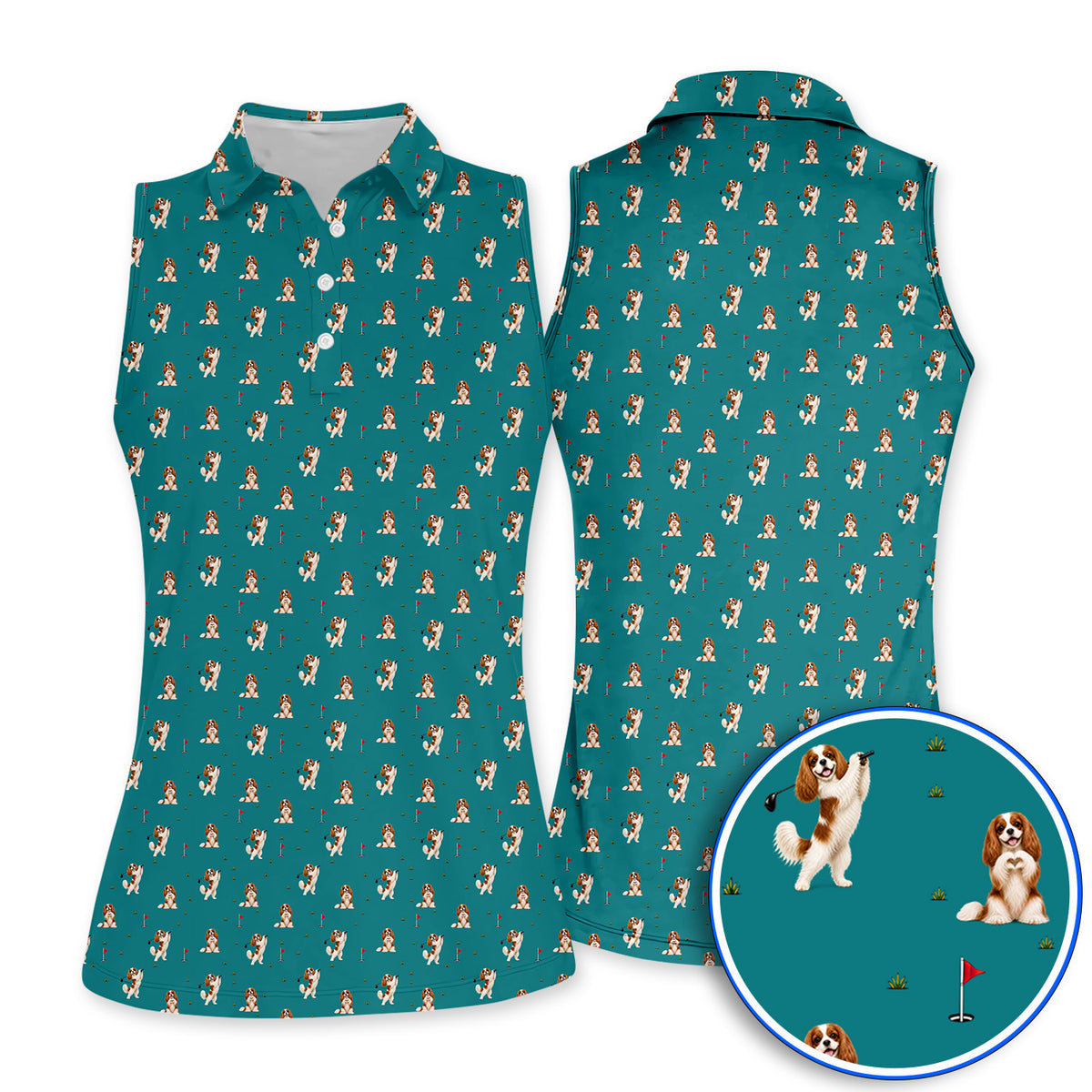 Funny Cavalier King Charles Spaniel Golf Polos, Funny Cavalier Golf Shirt, Golf Gift For Dog Lovers