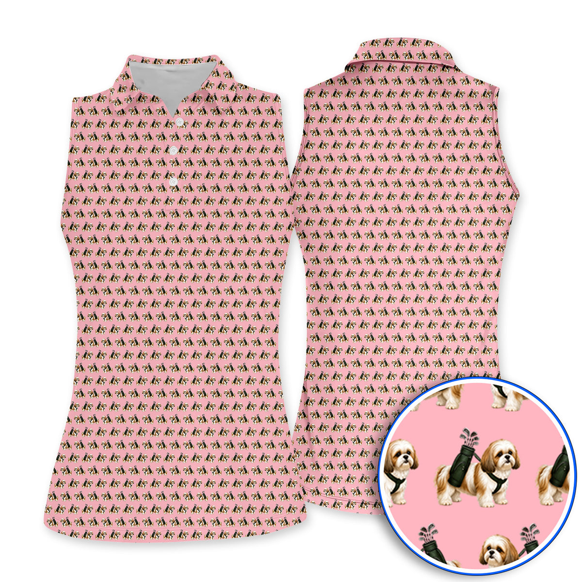 Shih Tzu Golf Polos, Cute Shih Tzu Pattern Golf Shirt, Golf Gift For Golfer