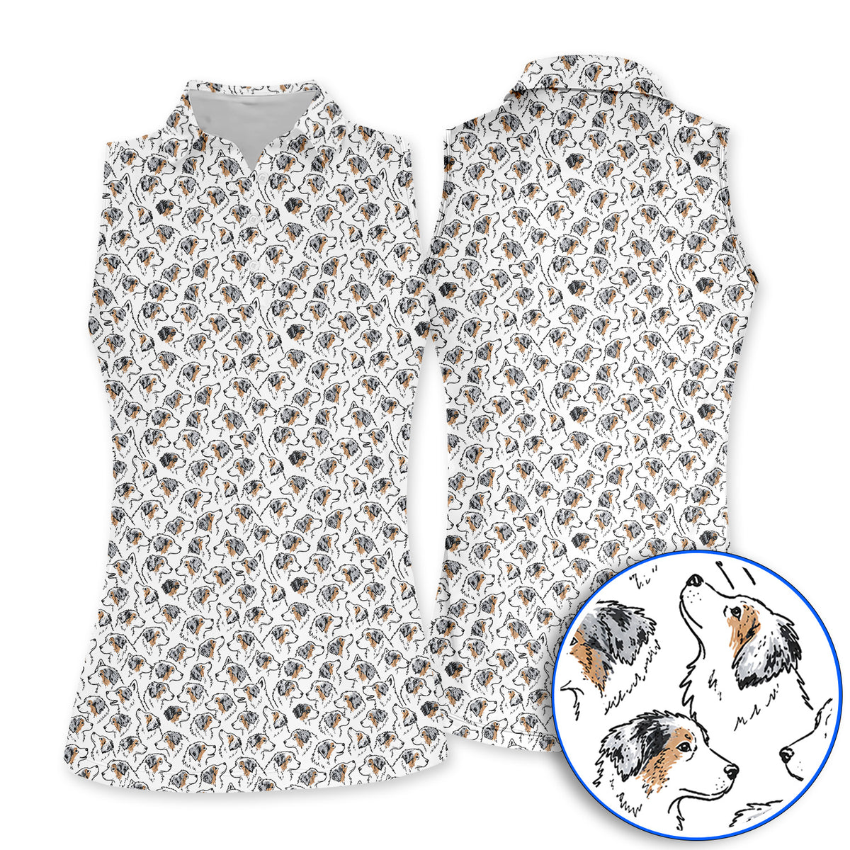 Australian Shepherd Golf Polos, Aussie Dog Pattern Golf Shirt, Golf Gift For Golfer