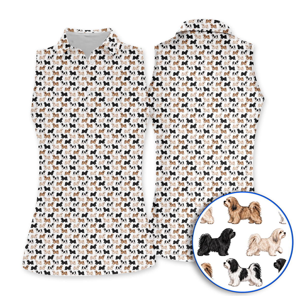 Funny Havanese Golf Polos, Havanese Dog Pattern Golf Shirt, Golf Gift For Golfers