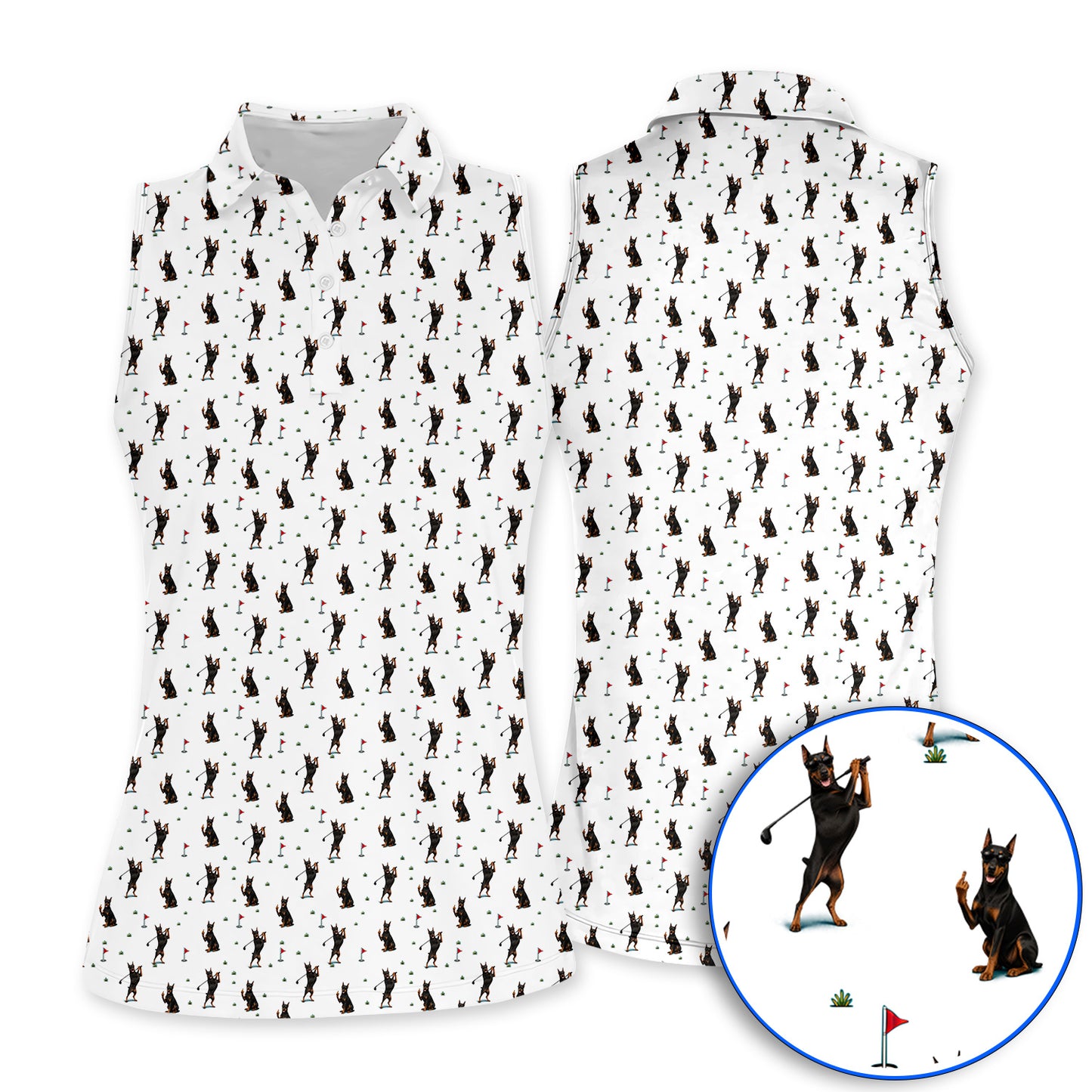 Doberman Golf Polos, Doberman Pattern Golf Shirt, Crazy Golf Gift For Men