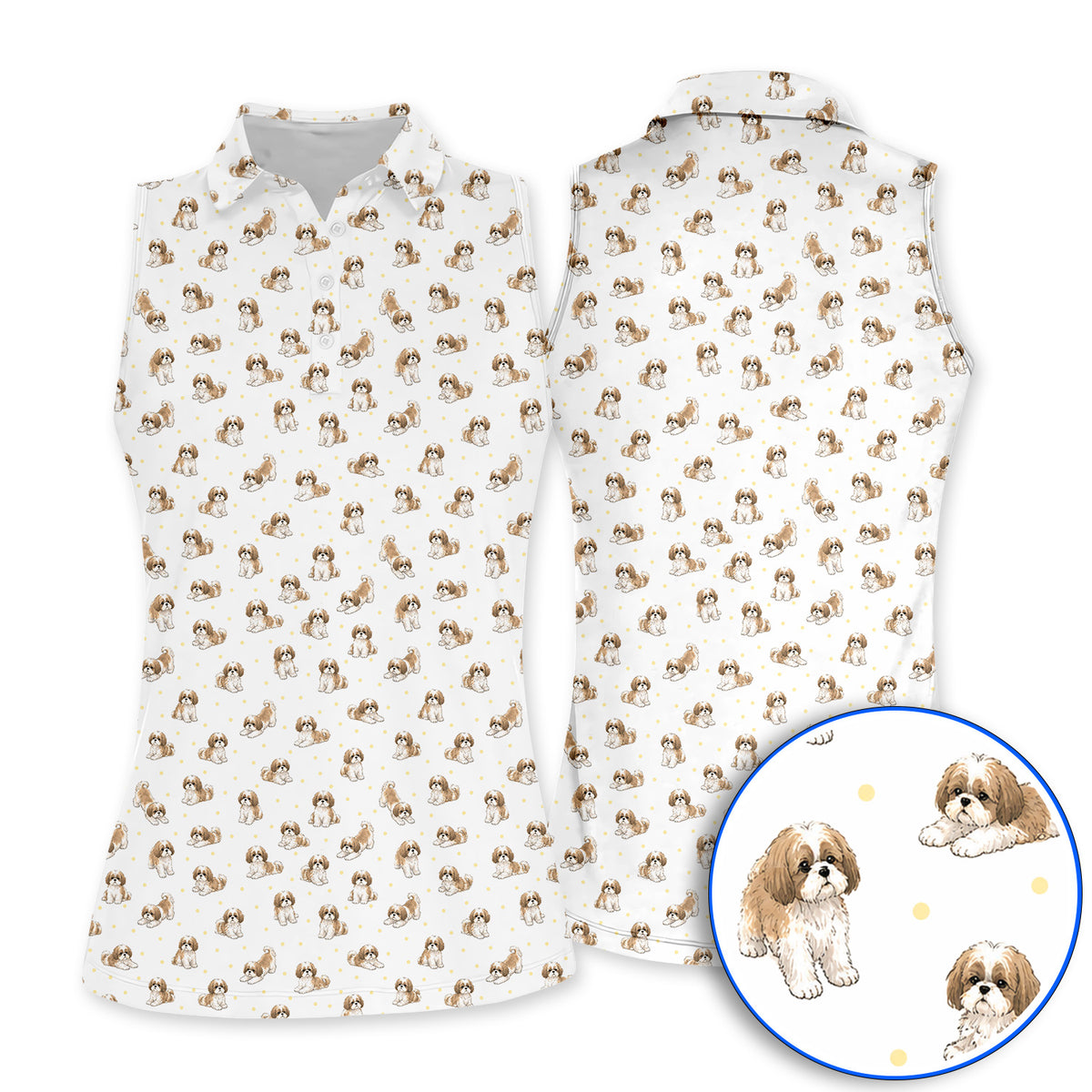 Funny Shih Tzu Golf Shirt, Cute Shih Tzu Pattern Golf Polos, Golf Gift For Golfer