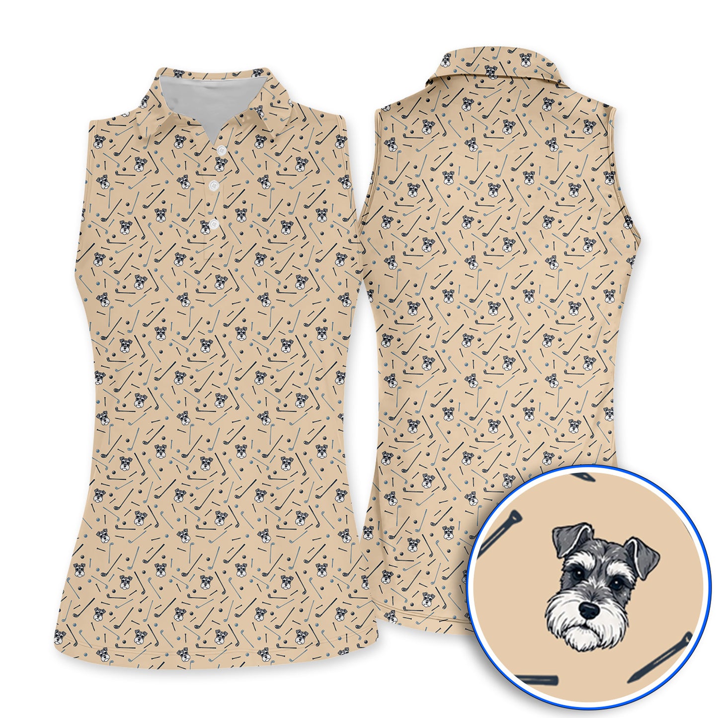 Crazy Miniature Schnauzer Pattern Golf Polos, Mini Schnauzer Golf Shirt, Dog Lover Golf Gift