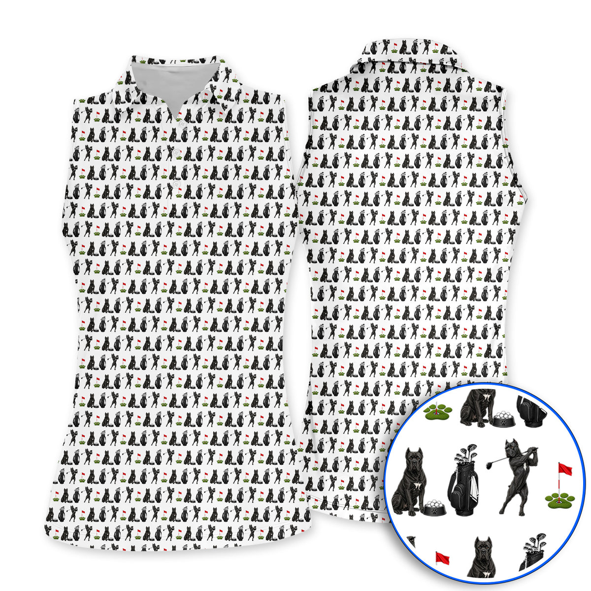 Cane Corso Golf Polos, Black Cane Corso Golf Pattern Shirt for Dog Lovers, Funny Golf Gift for Golfers