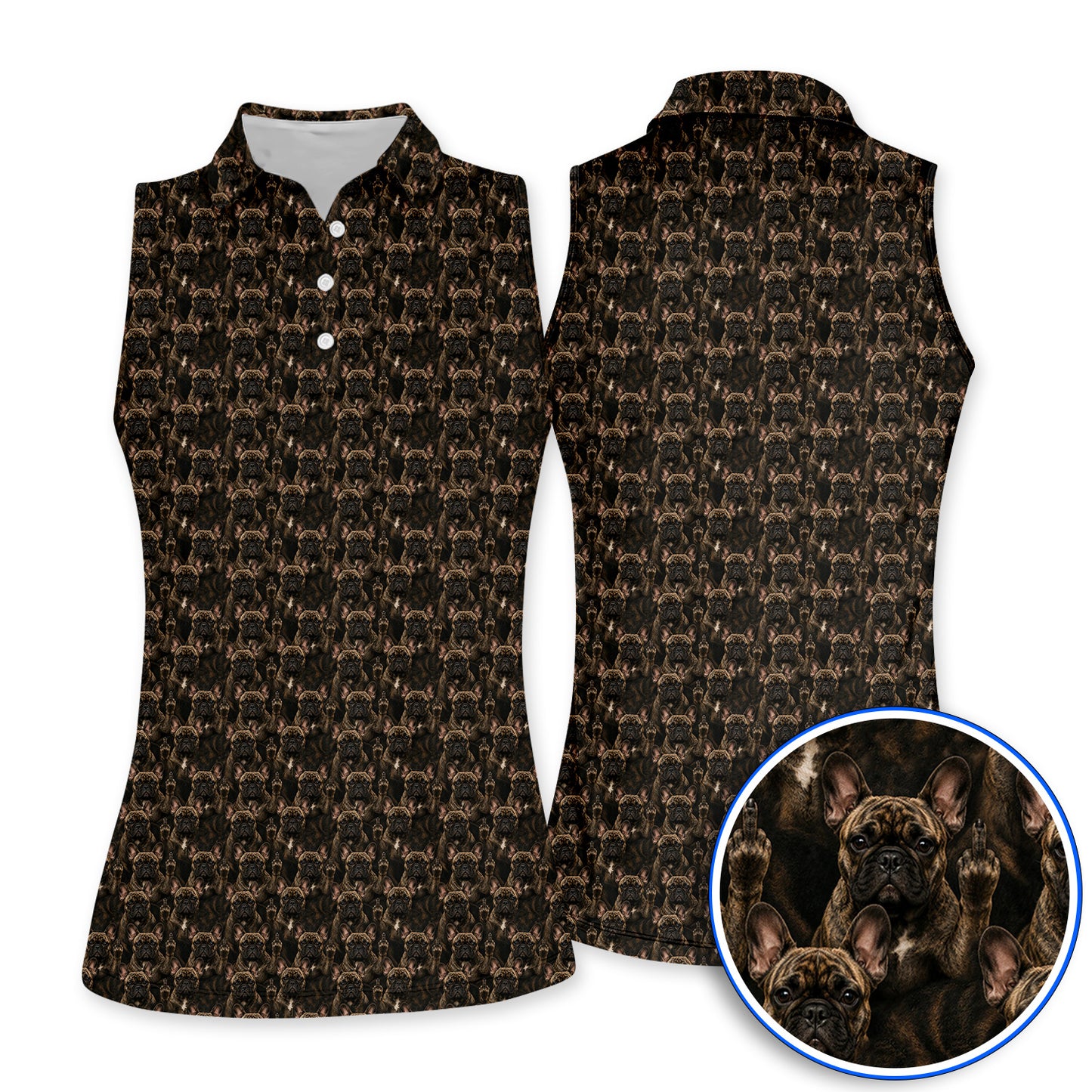 French Bulldog Pattern Golf Polos, Brindle Frenchie Golf Shirt, Golf Gift For Golfer