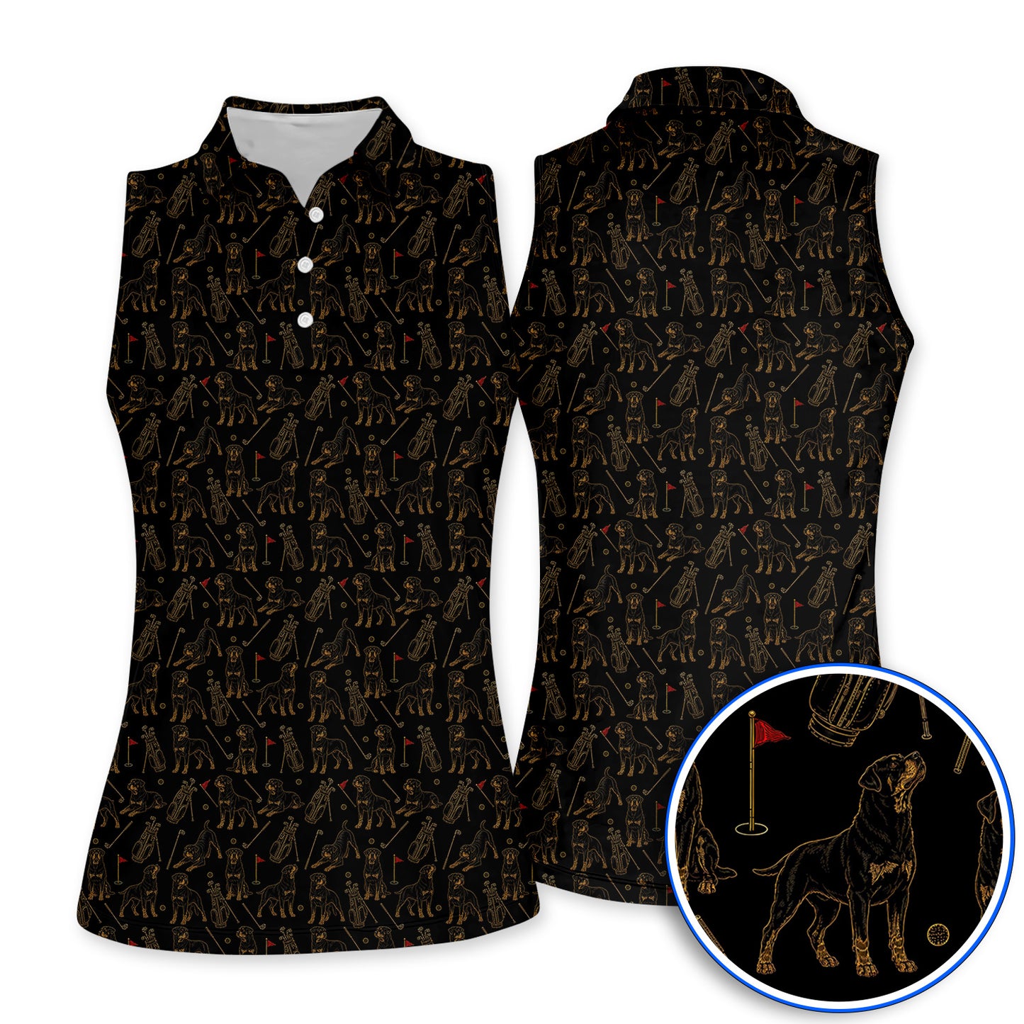 Crazy Rottweiler Golf Polos, Rottweiler Dog Pattern Golf Shirt, Golf Gift For Golfer