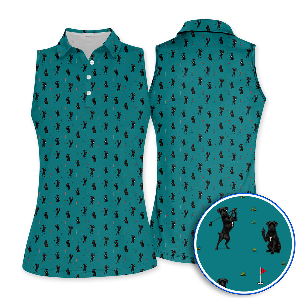 Cane Corso Middle Finger Golf Polos, Black Cane Corso Golf Pattern Shirt for Dog Lovers, Funny Golf Gift for Golfers