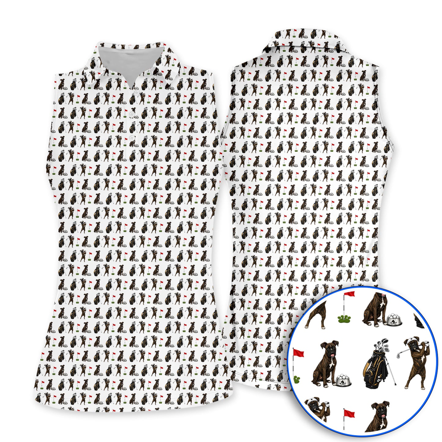 Brindle Boxer Dog Golf Polos, Funny Pattern Golf Shirt, Golf Dad Gift