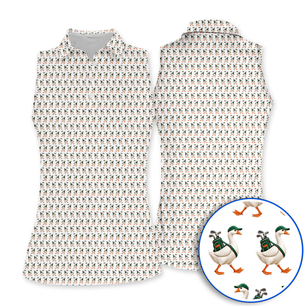 Walking Goose Golf Shirt, Funny Goose Pattern Golf Polos, Golf Gift For Golfer