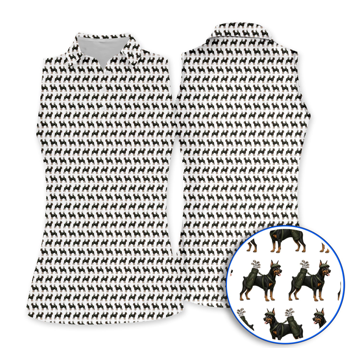 Doberman Golf Polos, Crazy Doberman Pattern Golf Shirt, Dog Lover Golf Gift