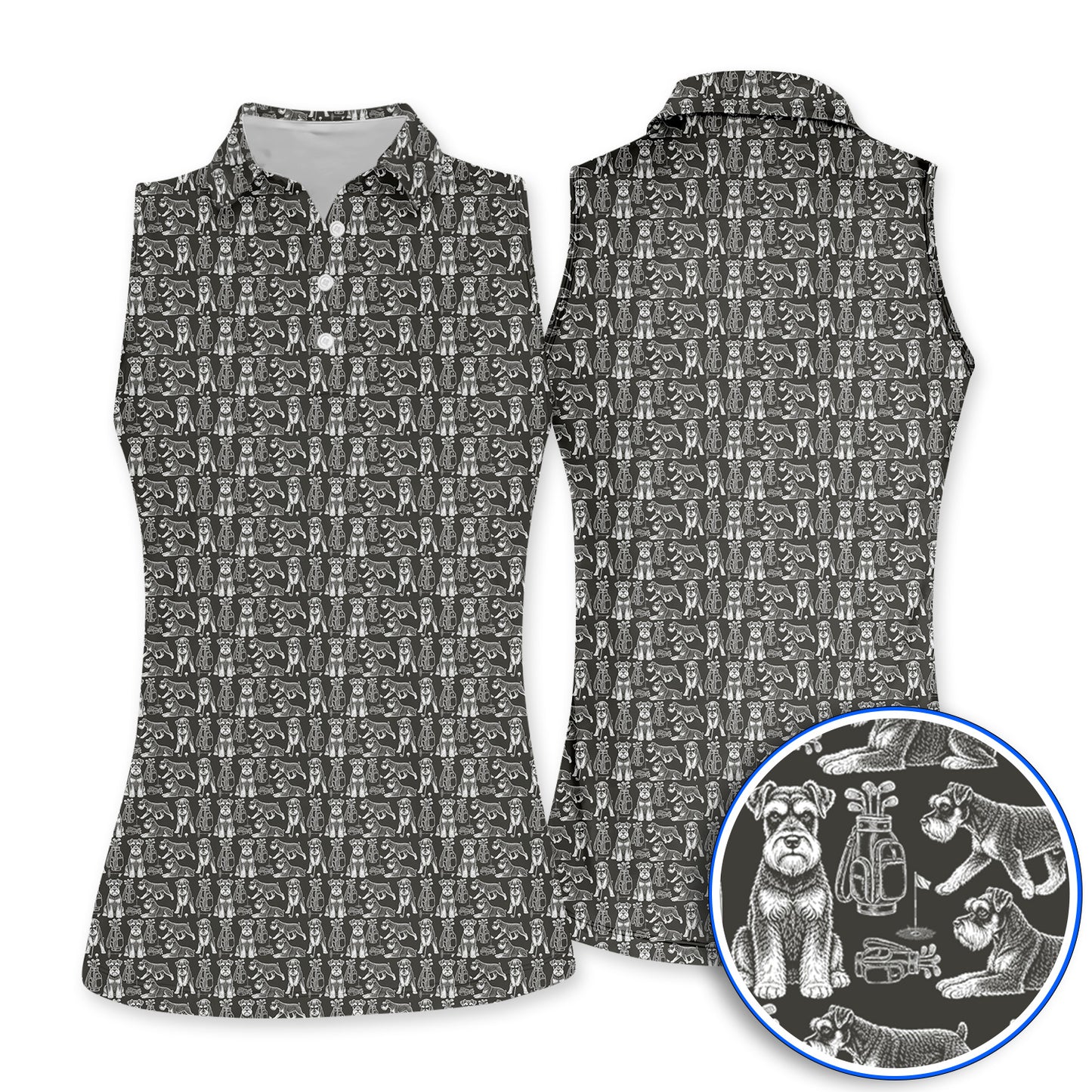 Miniature Schnauzer Golf Polos, Retro Schnauzer Golf Shirt, Crazy Golf Gift For Golfer