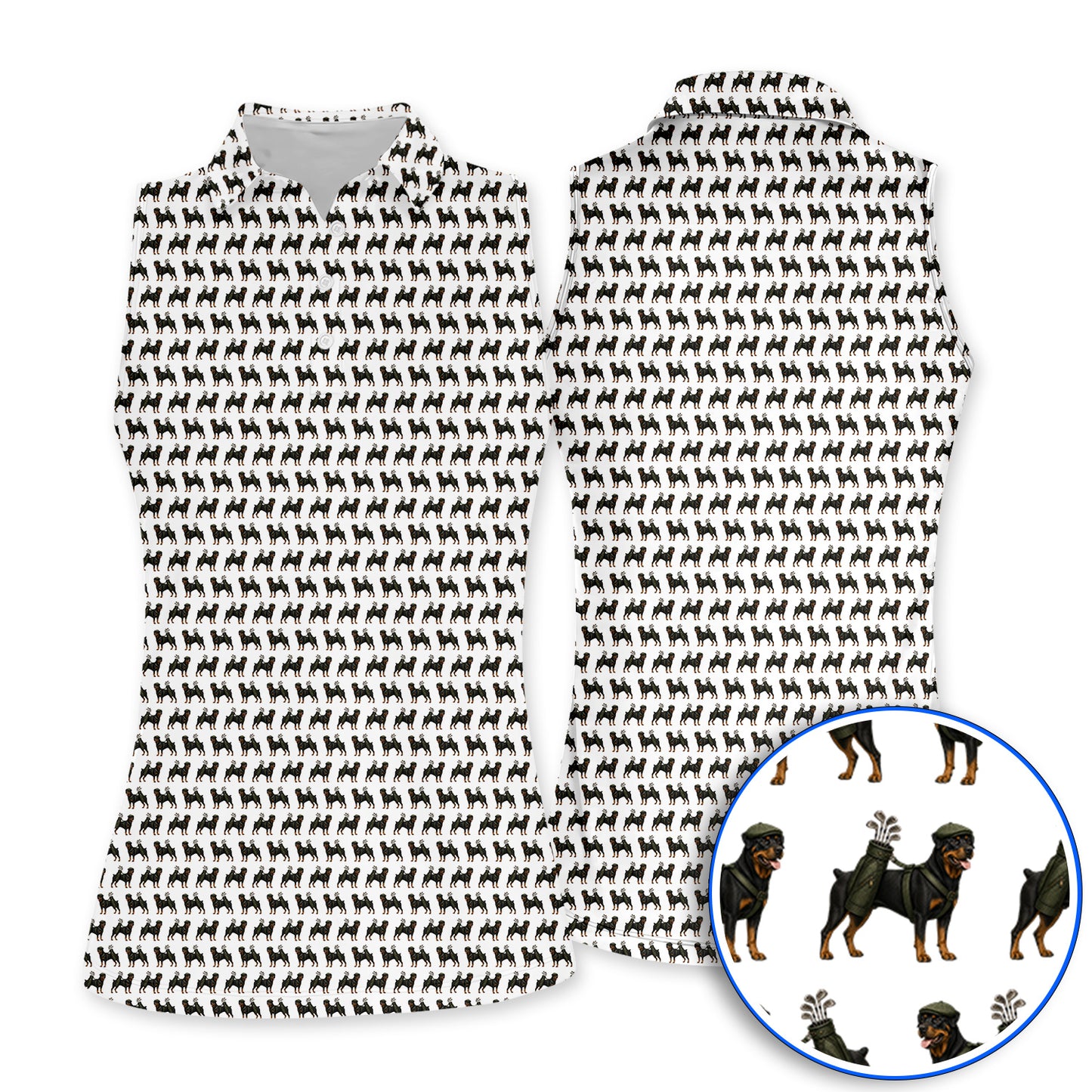 Rottweiler Golf Shirt, Rottweiler Dog Golf Pattern Polos, Crazy Golf Gift For Golfer