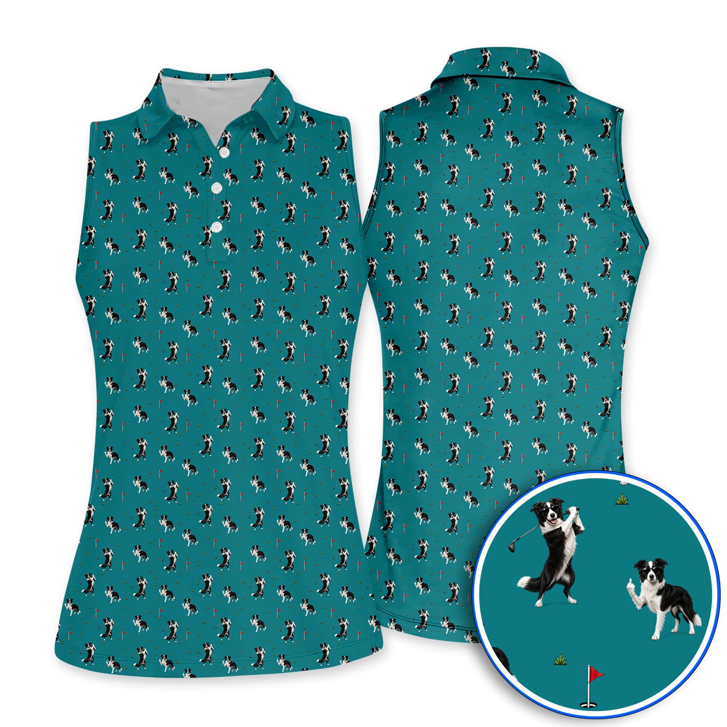 Border Collie Golf Polos, Border Collie Pattern Golf Shirt For Golfer, Funny Golf Gift For Dog Lover