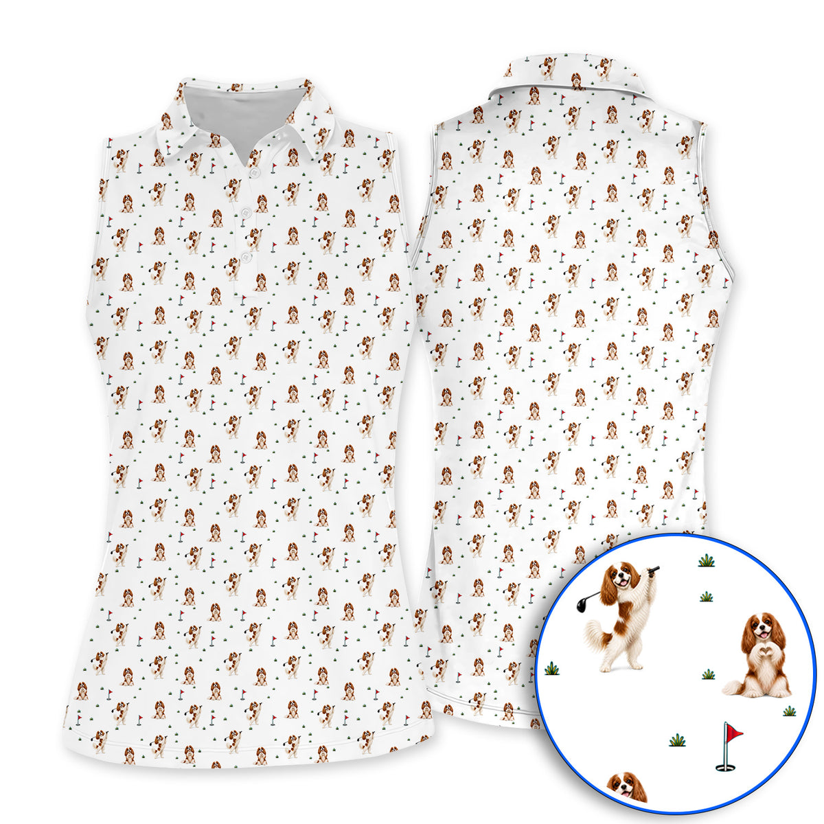 Funny Cavalier King Charles Spaniel Golf Polos, Funny Cavalier Golf Shirt, Golf Gift For Dog Lovers