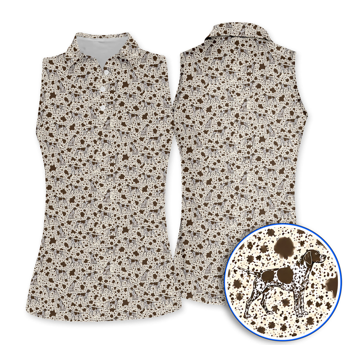 German Shorthaired Pointer Golf Shirt, Pointer Pattern Golf Polos, Crazy Golf Gift For Golfer