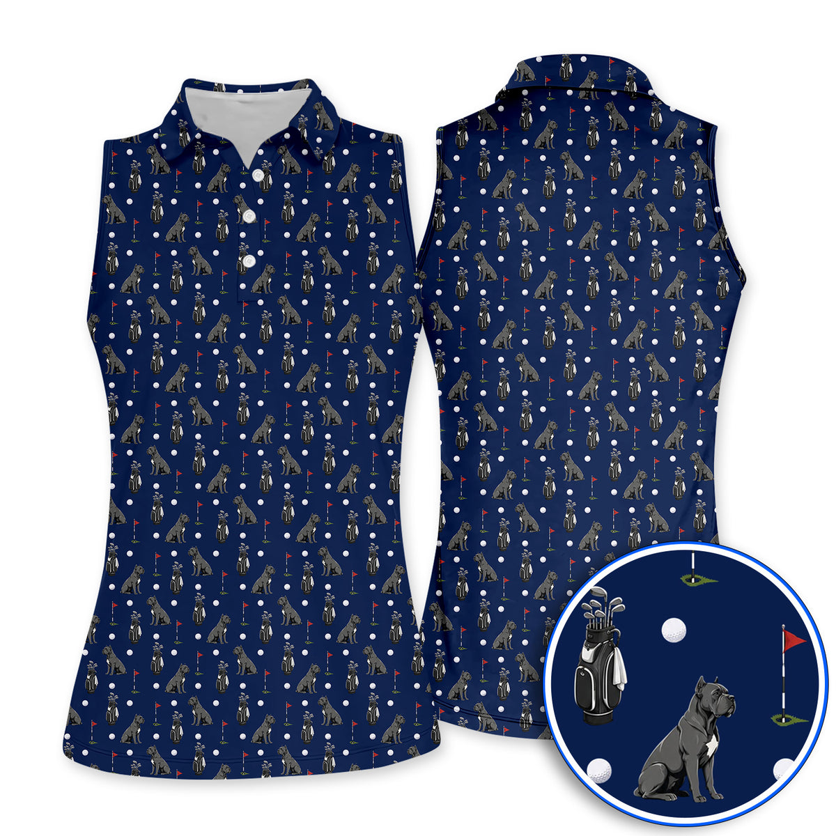 Funny Cane Corso Pattern Golf Shirt, Black Cane Corso Golf Polos for Dog Lovers, Golf Gift for Golfers
