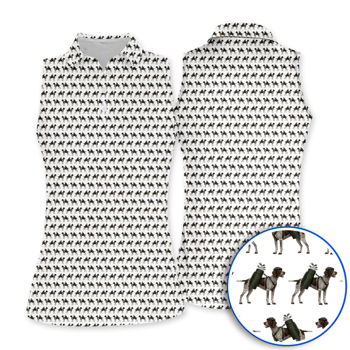 Crazy German Shorthaired Pointer Golf Shirt, Pointer Pattern Golf Polos, Golf Gift For Golfer