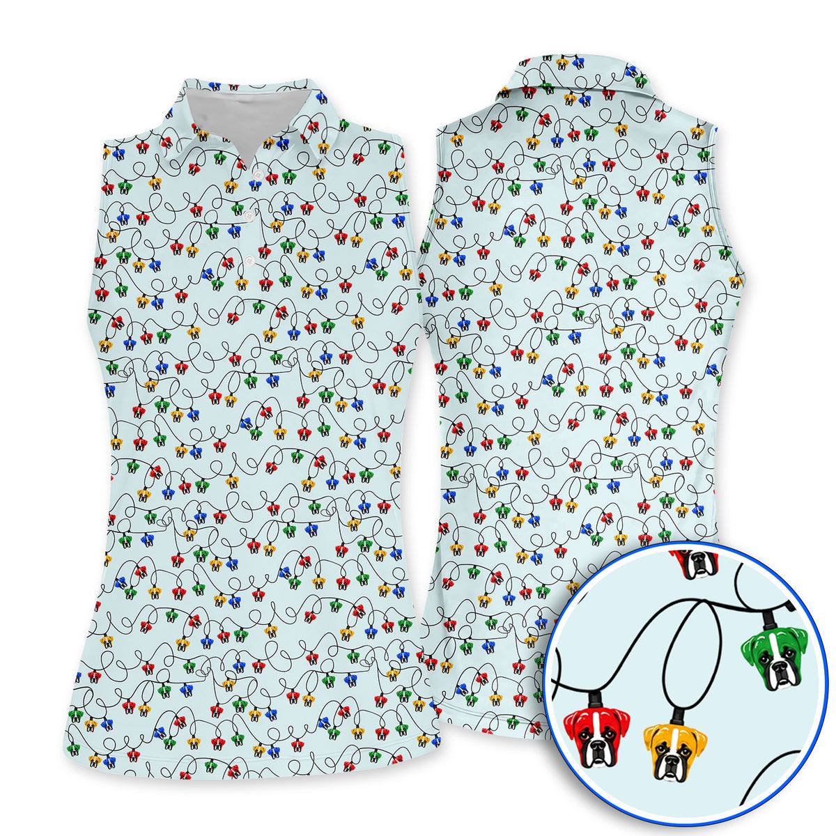 Boxer Dog Golf Polos, Colorful Boxer Pattern Golf Shirt, Funny Dog Lover Golf Gift