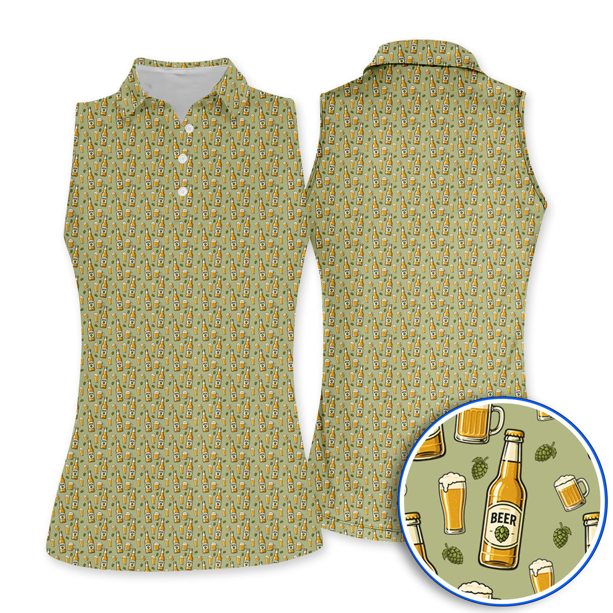 Beer Pattern Golf Shirt, Funny Beer Golf Polos, Golf Gift For Beer Lovers