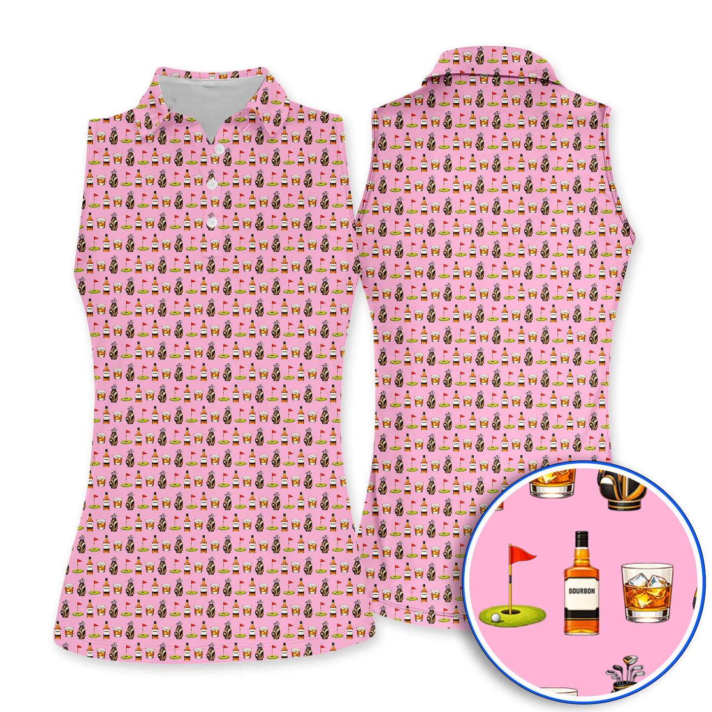 Bourbon Pattern Golf Shirt, Funny Golf Polos For Golfer, Golfer Whiskey Shirt For Golf Lovers