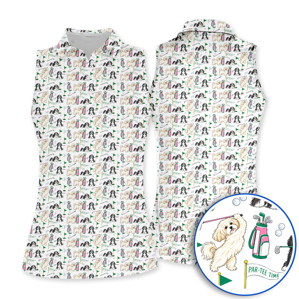Havanese Pattern Golf Polos, Cute Havanese Golf Shirt, Crazy Golf Gift for Golfer