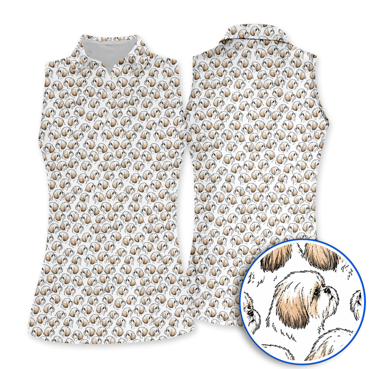Shih Tzu Golf Shirt, Cute Shih Tzu Pattern Golf Polos, Crazy Golf Gift For Dog Lover