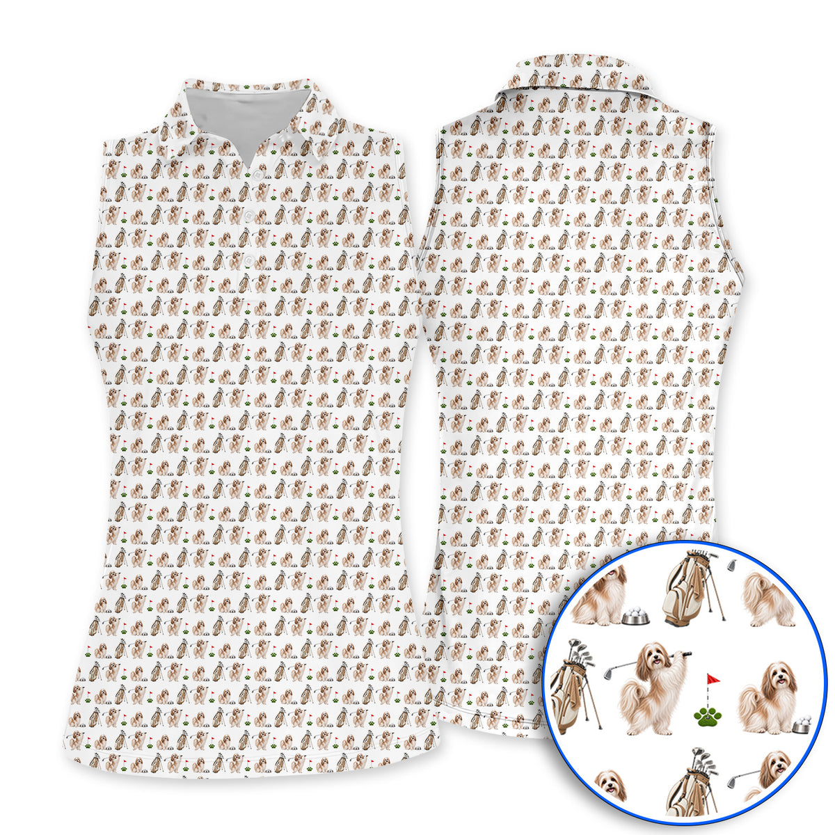 Havanese Golf Polos, Funny Havanese Pattern Golf Shirt, Golf Gift For Dog Lovers