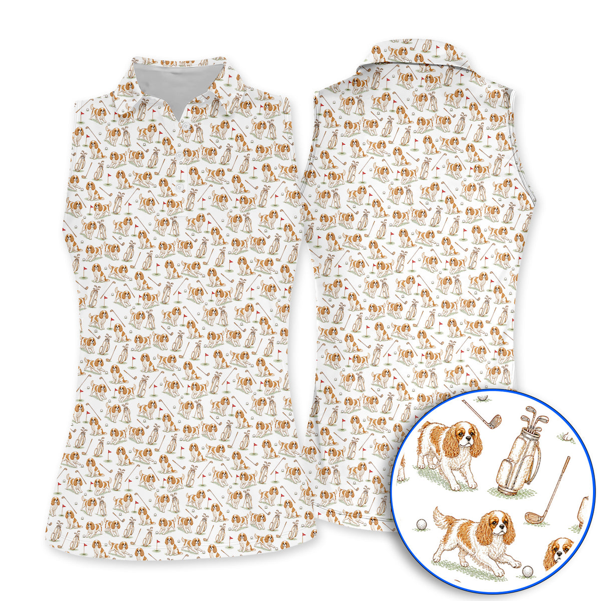 Crazy Cavalier King Charles Spaniel Golf Shirt, Funny Cavalier Golf Polos, Golf Gift For Golfer