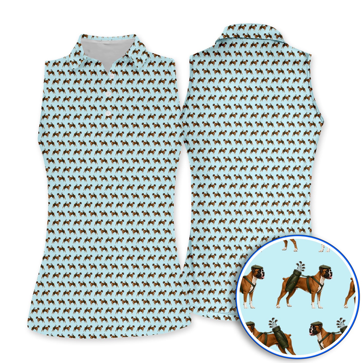 Boxer Dog Golf Polos, Boxer Pattern Golf Shirt for Golfer, Golf Gift For Dog Owners
