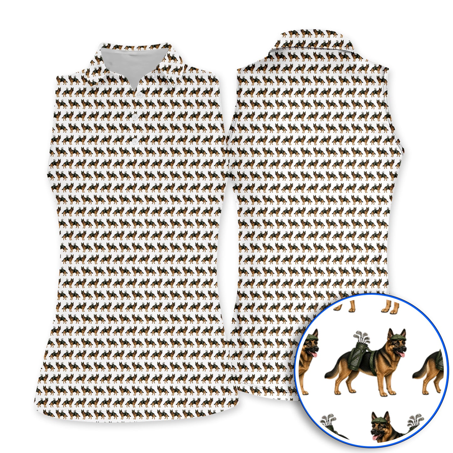 German Shepherd Golf Polos, Dog Lover Pattern Golf Shirt, Funny Golfer Dog Gift