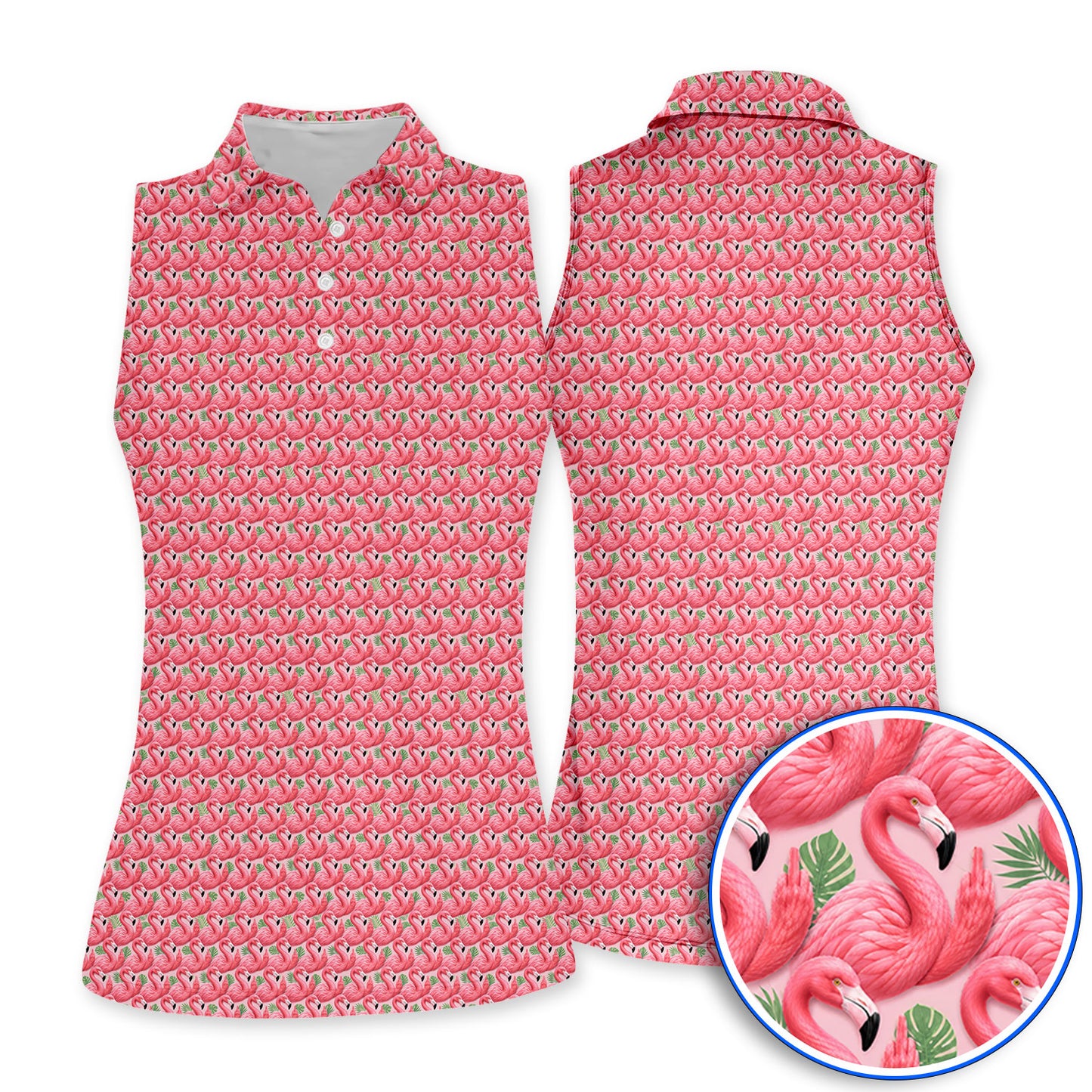 Crazy Flamingo Golf Polos, Pink Tropical Pattern Golf Shirt, Funny Golf Gift For Golfer