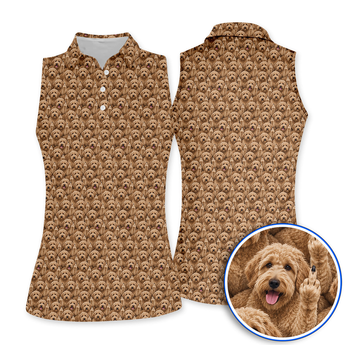 Goldendoodle Golf Polos, Funny Dog Pattern Golf Shirt, Golf Gift For Golfers
