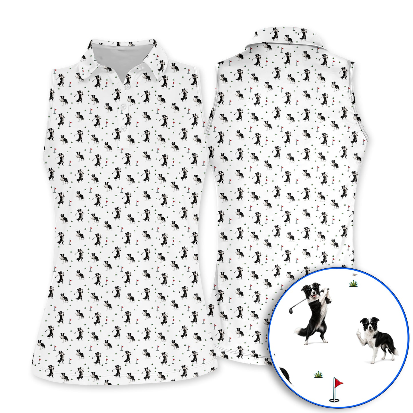 Border Collie Golf Polos, Border Collie Pattern Golf Shirt For Golfer, Funny Golf Gift For Dog Lover