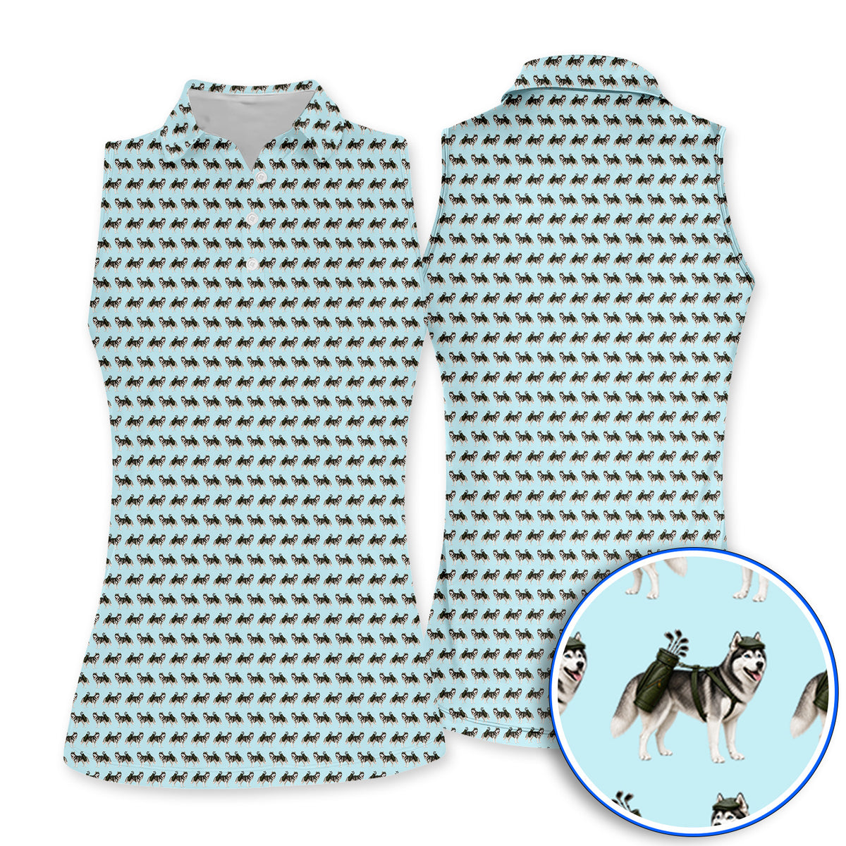 Husky Golf Polos, Husky Sibir Pattern Golf Shirt For Golfer, Funny Golf Gift For Dog Lover