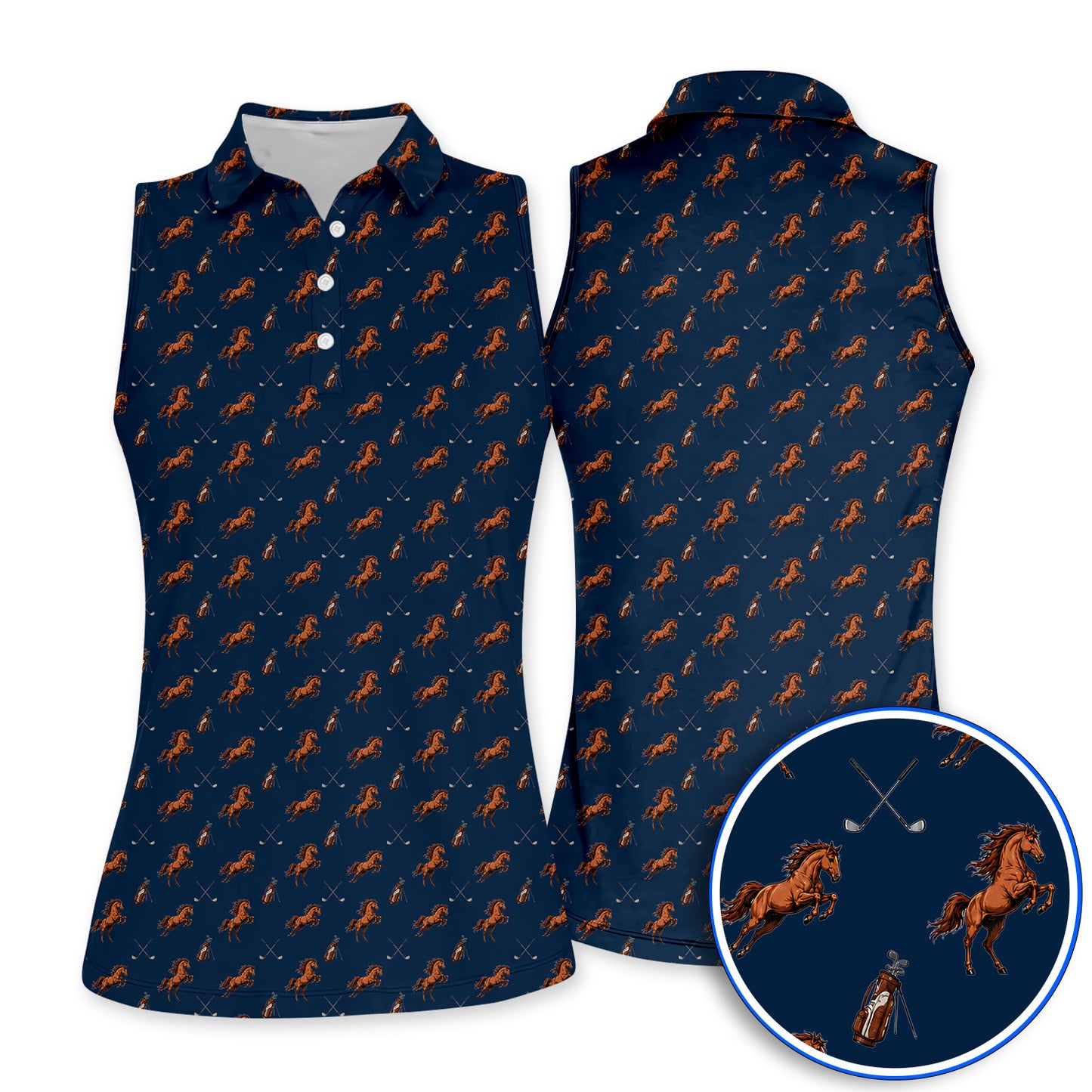 American Quarter Horse Golf Polos, Horse Pattern Golf Shirt for Equestrian Lovers, Western Horse Golf Gift for Golfers