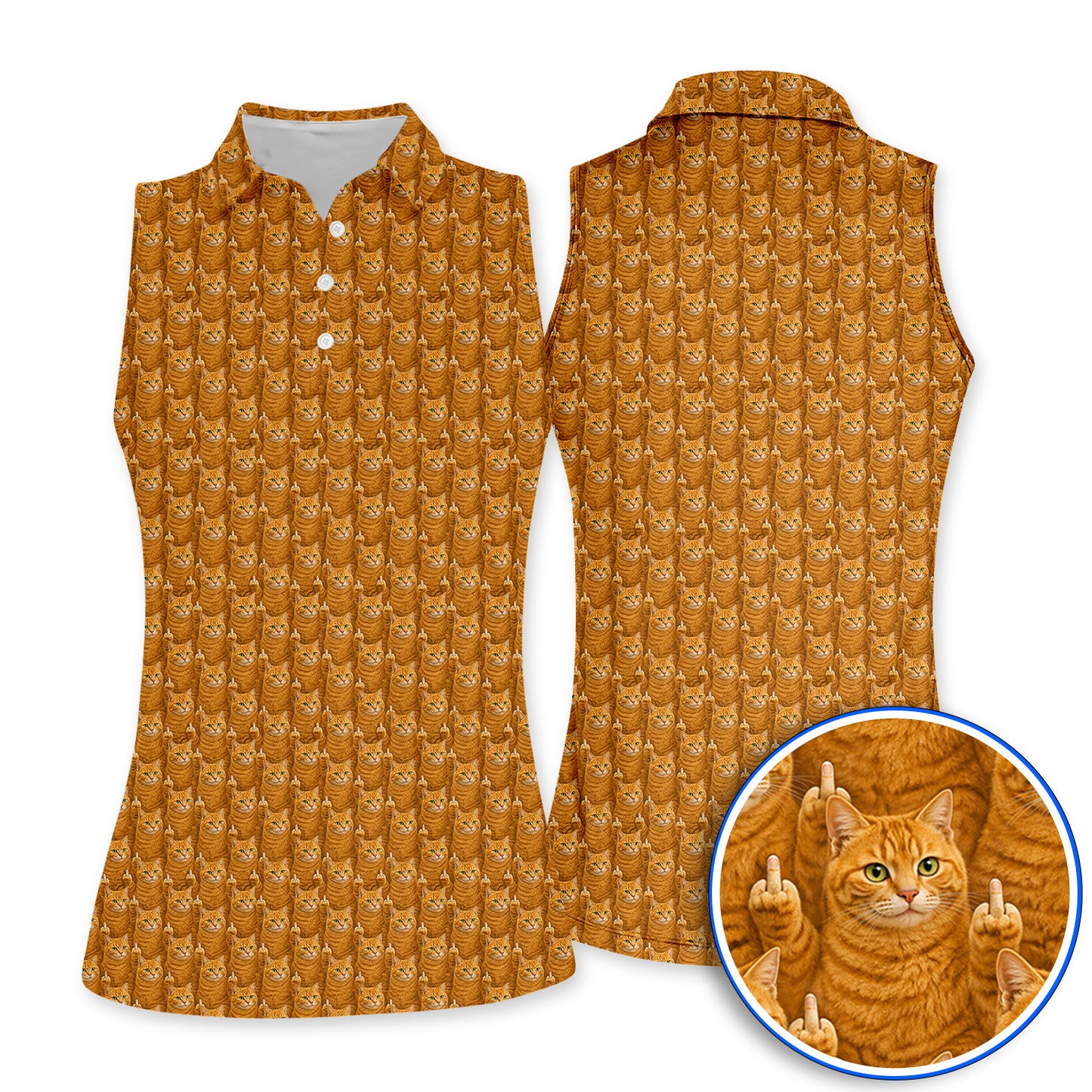 Ginger Cat Pattern Golf Shirt, Funny Cats Golf Polos, Golf Gift For Golfer