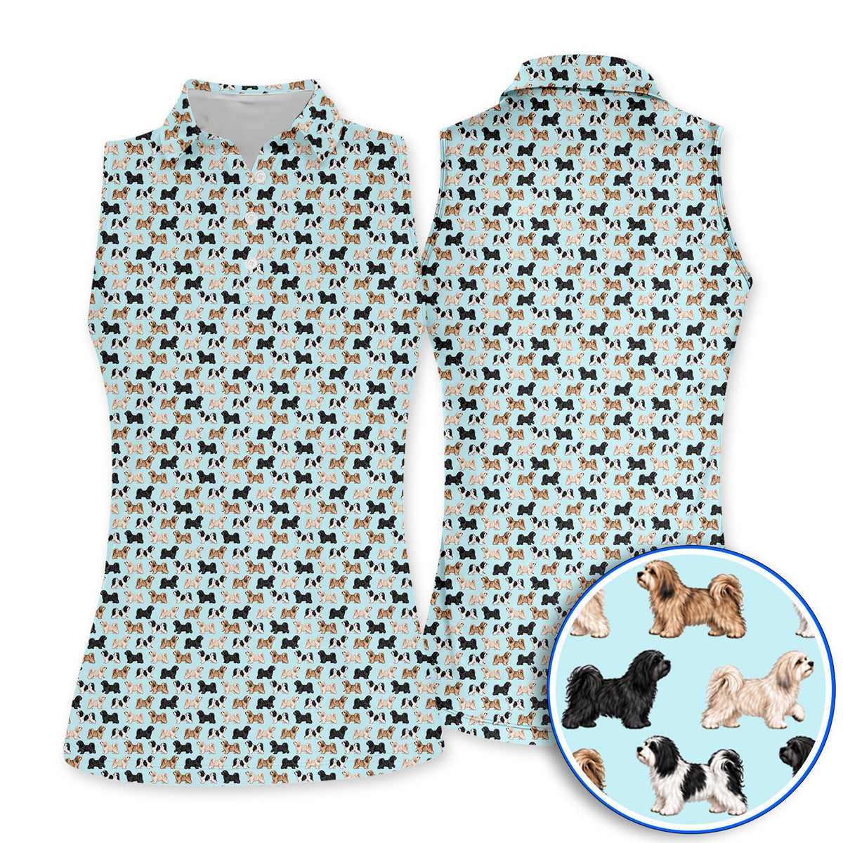 Funny Havanese Golf Polos, Havanese Dog Pattern Golf Shirt, Golf Gift For Golfers