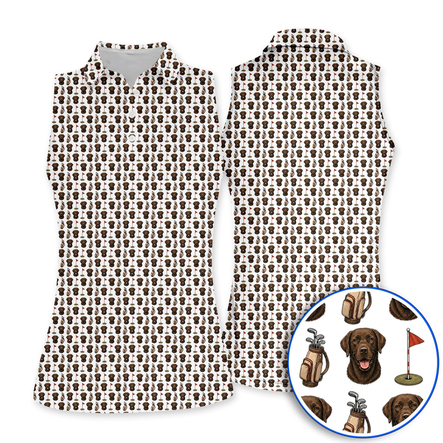 Chocolate Labrador Retriever Golf Shirt, Funny Chocolate Lab Pattern Golf Polos, Dog Lover Golf Shirt