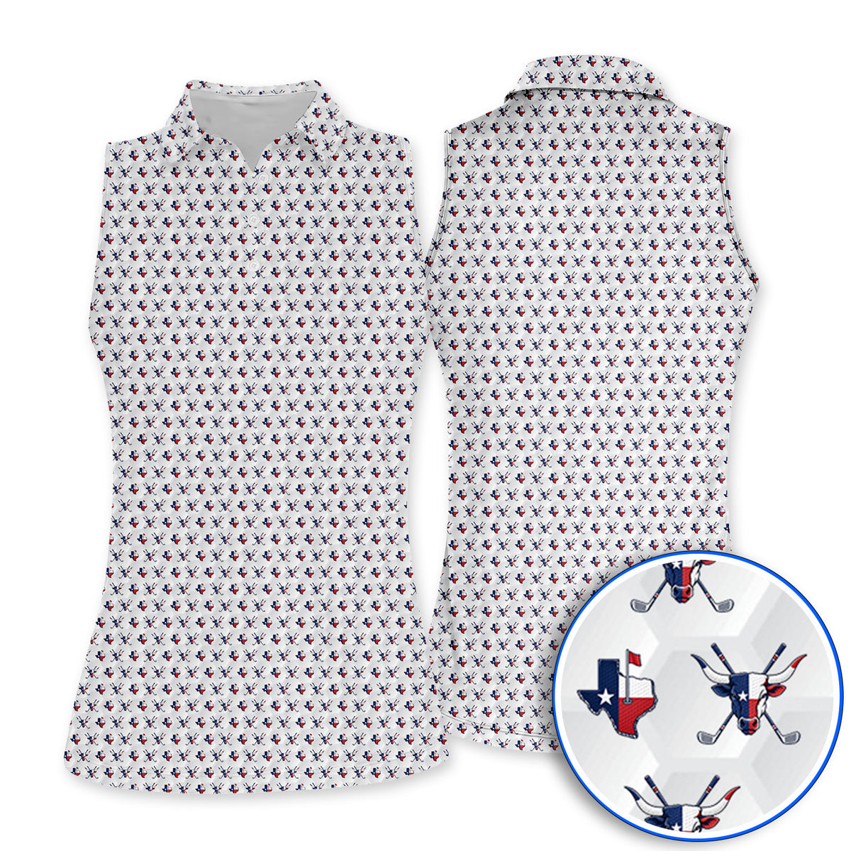 Texas Longhorn Golf Polos, Texas Flag Golf Pattern Shirt, Western Longhorn Golf Gift For Golfer