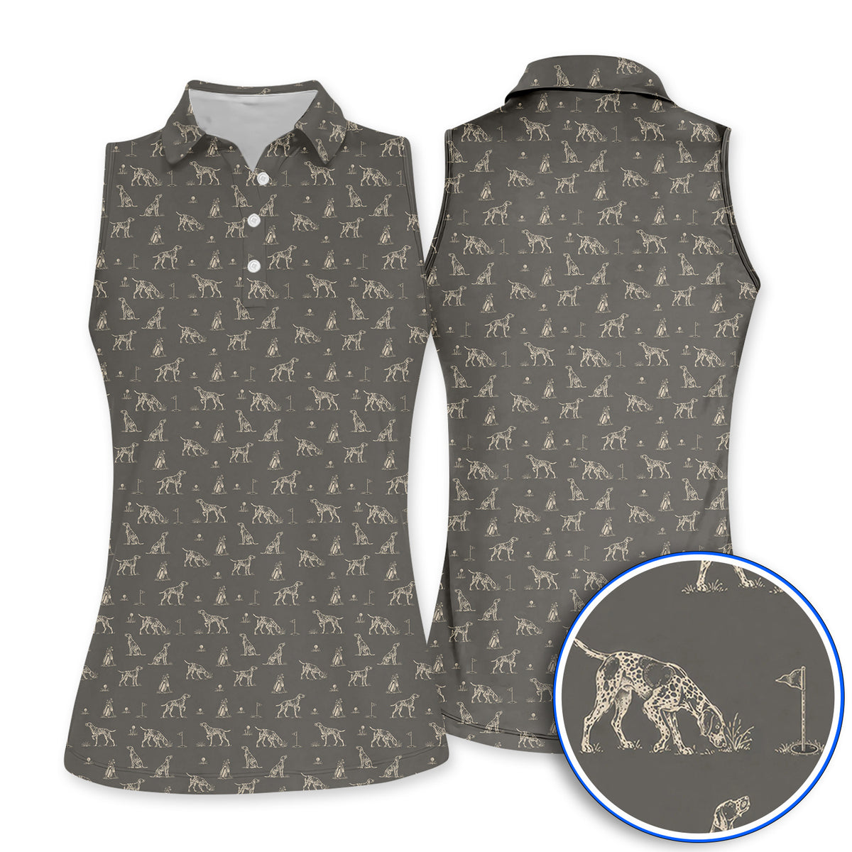 German Shorthaired Pointer Golf Shirt, Crazy Pointer Pattern Golf Polos, Golf Gift For Golfer