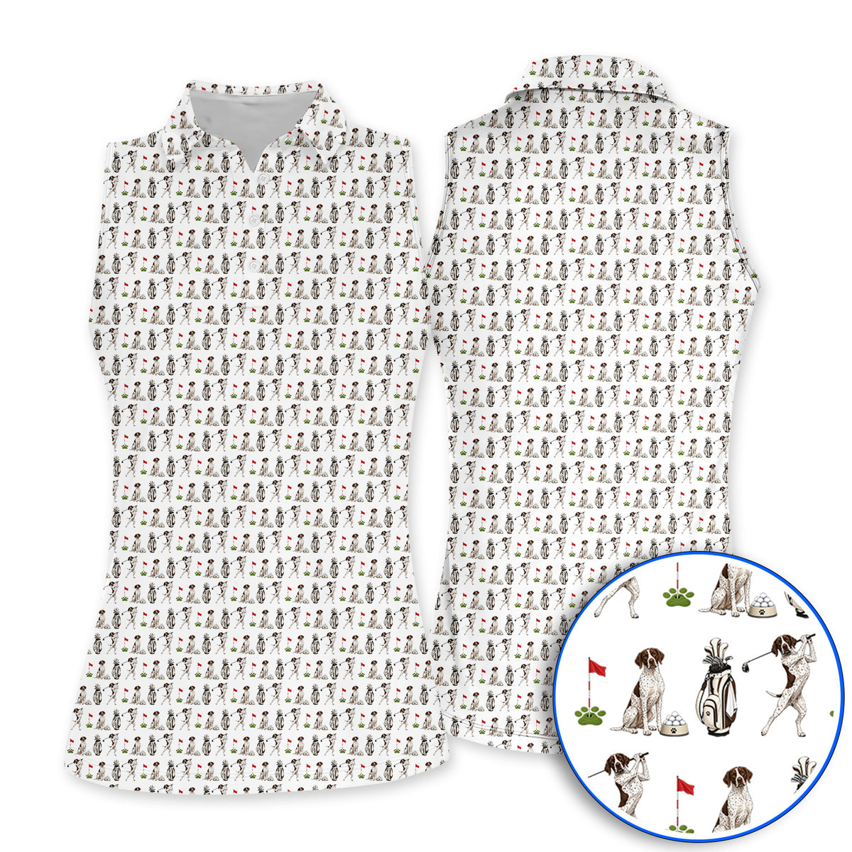 German Shorthaired Pointer Golf Polos, Funny Pattern Golf Shirt, Golf Gift For Golfer