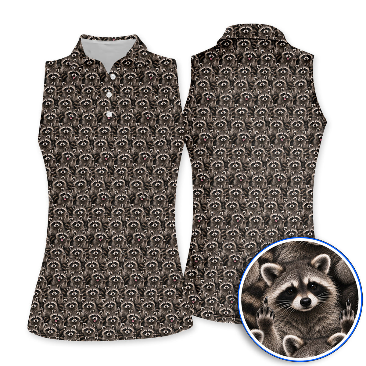 Raccoon Golf Pattern Polos, Crazy Raccoon Golf Shirt, Golf Gift for Golfer